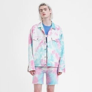 LEVI'S denim‎ jacket Pride Oversized tie dye trucker colorful unique classic XXL